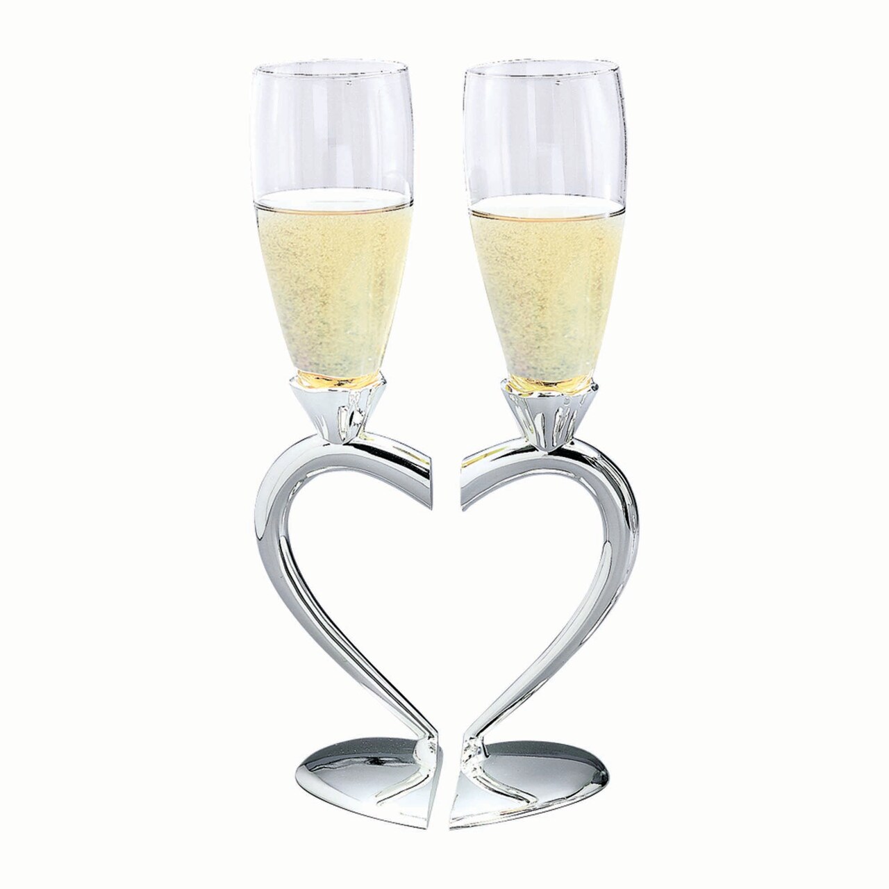 Contemporary Home Living 10.5" Split Heart Pair of Toasting Flute Goblets